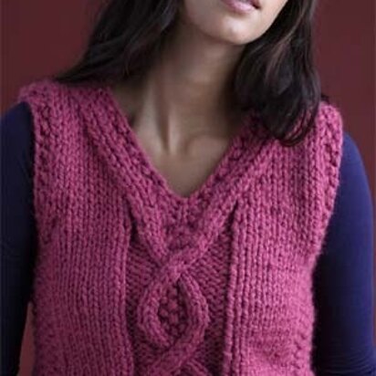 Cable Accent Vest Lion Brand Wool-Ease Thick & Quick - 60434AD - knitting pattern