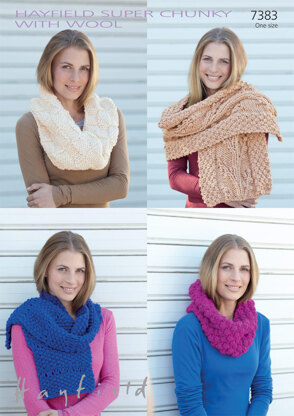 Snoods & Scarves in Hayfield Super Chunky with Wool - 7383 - Downloadable PDF