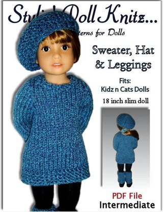 Pattern fits Kidz n Cats Dolls. (Knit) Sweater, Hat, and Leggings, PDF, 451