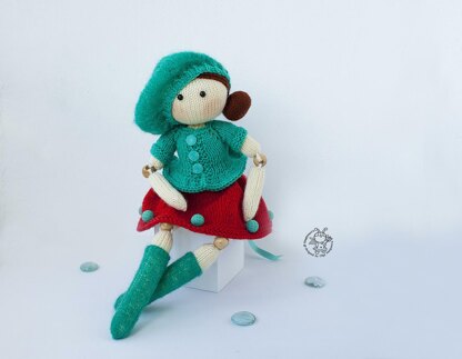 Doll Samanta ( beads jointed) knitted flat