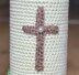 Crochet candle. Easter decorated candle. Candle ornament. Traditional cross. Holiday decor. Easter project