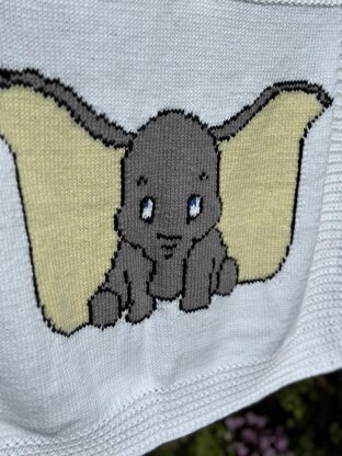 Dumbo elephant baby blanket Knitting pattern by Not Just Nanas