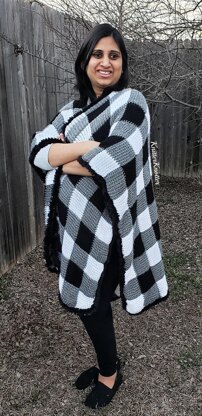 Luxury Plaid Tunisian Poncho