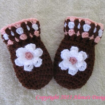 Baby Thumb-less Brown Mittens