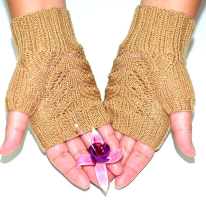 Pioneer Lace Fingerless Mitts - knitting pattern