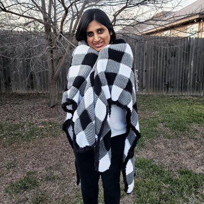 Luxury Plaid Tunisian Poncho