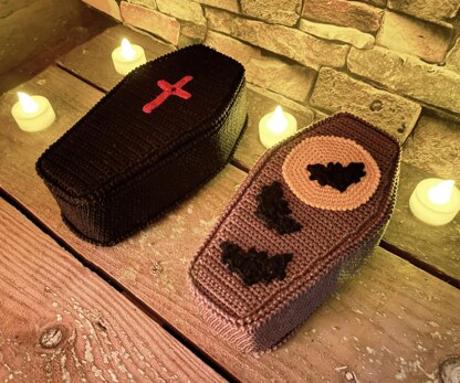 Dracula coffin bed Crochet casket Vampire bat Trick or treat box Halloween Decorations Crochet pattern