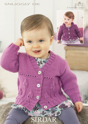 Girls Flower Cardigan in Sirdar Snuggly DK - 1472