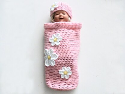 Baby Girl Flower Cocoon and Hat # 357