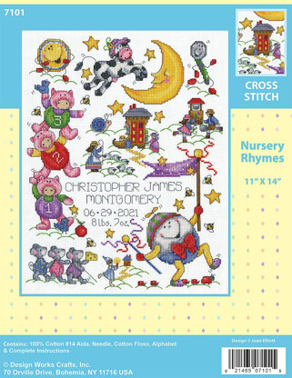 Design Works Nursery Rhymes Sampler Cross Stitch Kit - 28cm x 35cm