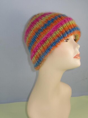 Angel Print Mohair All Rib Beanie Hat