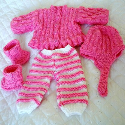 Knitting Pattern Cardigan, Leggings, Hat and Boots 17-22" Doll