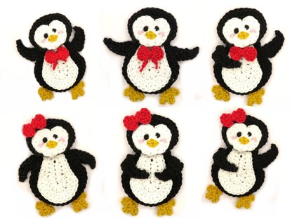 Penguin crochet applique pattern