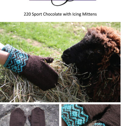 Chocolate with Icing Mittens in Cascade 220 Sport - DK219