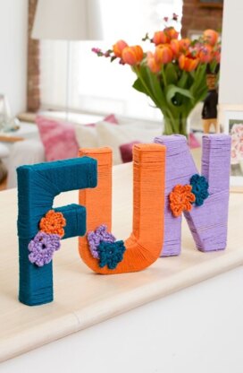 FUN Wrapped Letters in Red Heart Soft Solids - LW4059