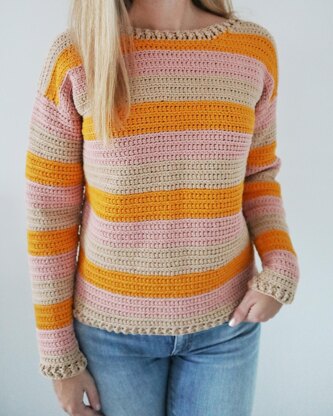 Yarn and Colors Sunset Stripes Sweater Crochet Kit 1 Mustard XL