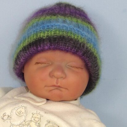 Baby Angel Print Mohair Rib Beanie Hat