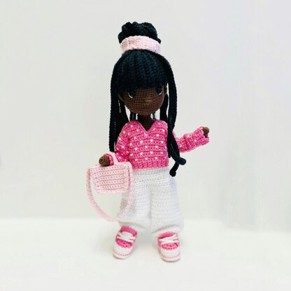Snowboard doll pattern, amigurumi doll with clothes