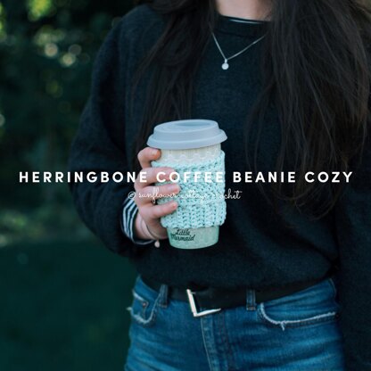 Herringbone Coffee Beanie Cozy