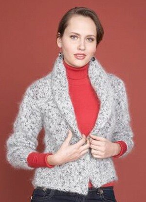 Shawl Collar Sweater in Lion Brand Moonlight Mohair - 60628