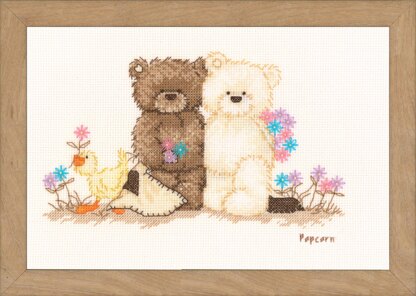 Vervaco Popcorn Friends Cross Stitch Kit - 18 x 11,5 cm