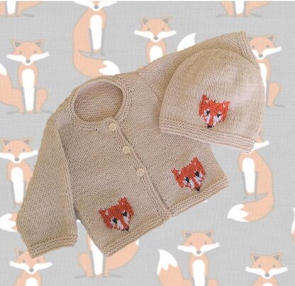 Baby Fox Cardigan and Hat.