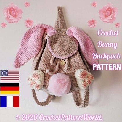 Crochet Bunny backpack patterns Crochet pattern Rucksack Amigurumi Backpack for children (English, Deutsch, Français)