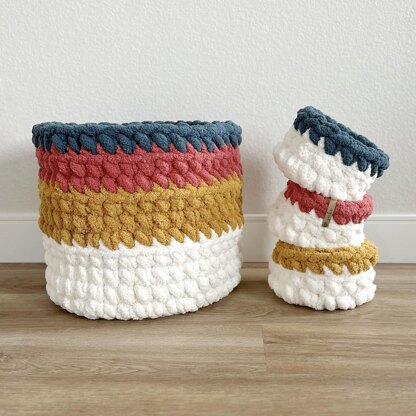 Mini Crochet Color Block Basket 107