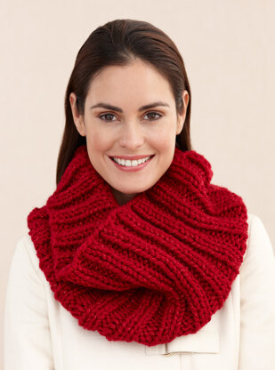 Ribbed Cowl in Lion Brand Wool-Ease Thick & Quick - L20135