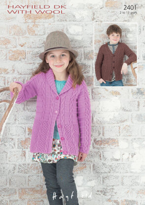 Cardigans in Hayfield DK with Wool - 2401 - Downloadable PDF