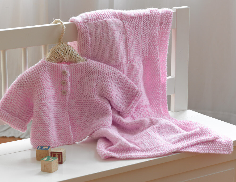 Knit Baby Set in Lion Brand Pound Of Love - L10451, Knitting Patterns