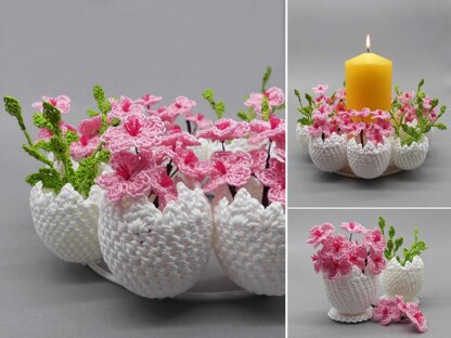 Crochet decoration cherry blossoms and easter eggs - simple and versatile