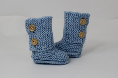 2 Button Big New Baby 4 Ply Booties