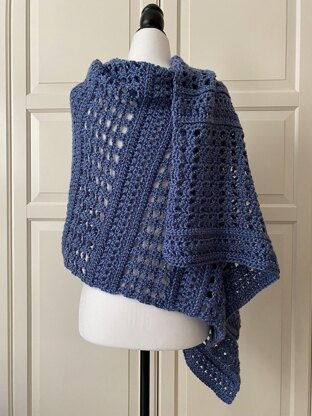Easy Crochet Wrap Shawl Pattern: Blue-Easy Wrap Shawl
