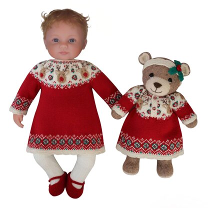 Matching Christmas Dress for Baby and Teddy