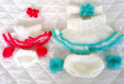 Berenguer Dolls Knitting pattern, 5 & 8 " Dress, Headband and Shoes