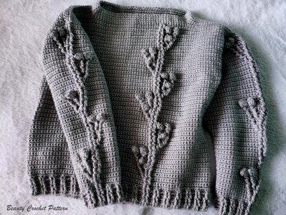 Gray Flowers Sweater