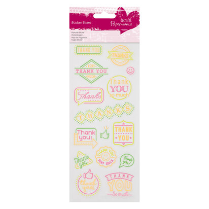 Papermania Neon Glitter Stickers - Thanks