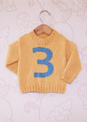 Intarsia - Number 3 Chart - Childrens Sweater