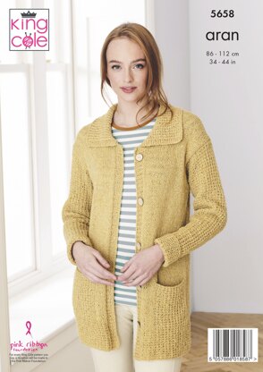 Cardigans Knitted in King Cole Aran - 5658 - Downloadable PDF