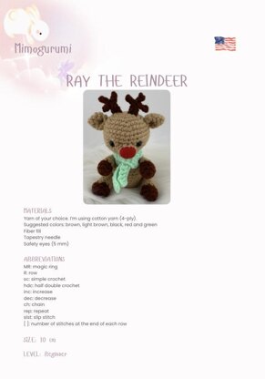 Ray the Reindeer – Reindeer Amigurumi Crochet Pattern – Available in English & Portuguese