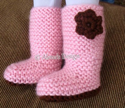 18" DOLL FLOWER KNIT BOOTS