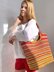 Crochet Raffia Beach Bag Pattern, Striped Tote with Leather Handles