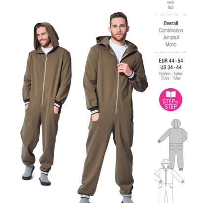 Burda Style Men's Overalls with Hood B6065 - Paper Pattern, Size 34-44 (44-54)