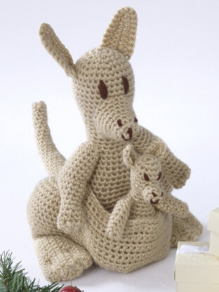 Mama Kangaroo & Joey Toy in Caron Simply Soft - Downloadable PDF