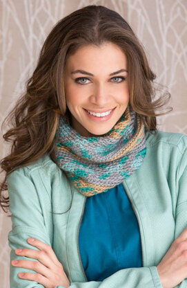 Fair Isle Crochet Cowl in Red Heart Soft and Multis - LW4757 - Downloadable PDF