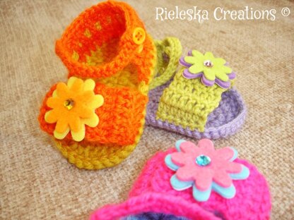 Coloured crochet sandals