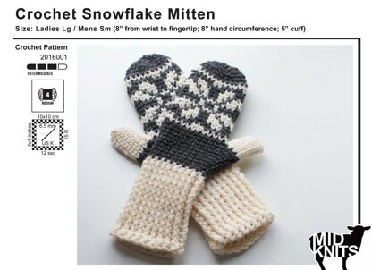 Fair Isle Crochet Snowflake Mittens (2016001)