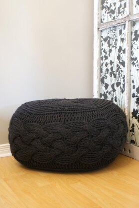 Pouffe / Footstool / Ottoman Super Chunky Cable Knit 25" diameter x 16.5" high