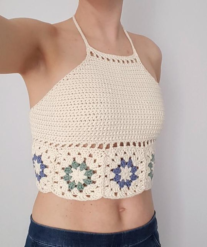 Women's Flower Embroidered Crochet Knitted Crop Top, Flower Crop Top, Crochet  Top, Summer Crop Top -  Canada